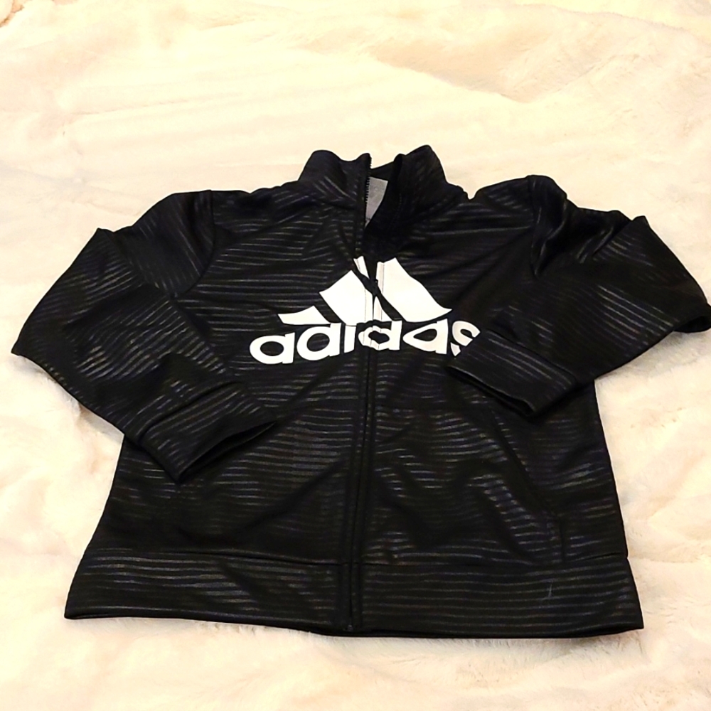 Adidas black striped zip up jacket